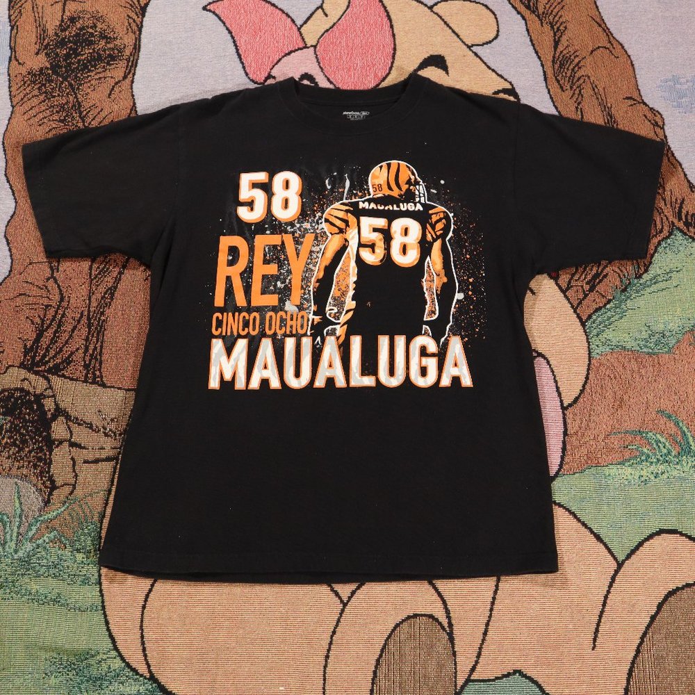 Y2K Rey Maualuga Cincinnati Bengals Rebook Graphic T-shirt Size Men's Medium